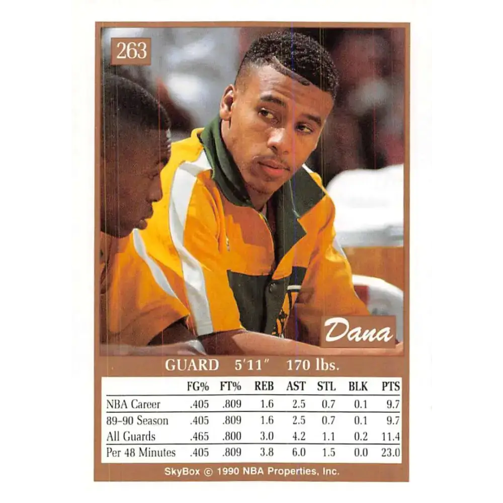1990-91 SkyBox #263 Dana Barros EX Excellent RC Rookie Seattle SuperSonics Basketball Card - Basketball Card Single