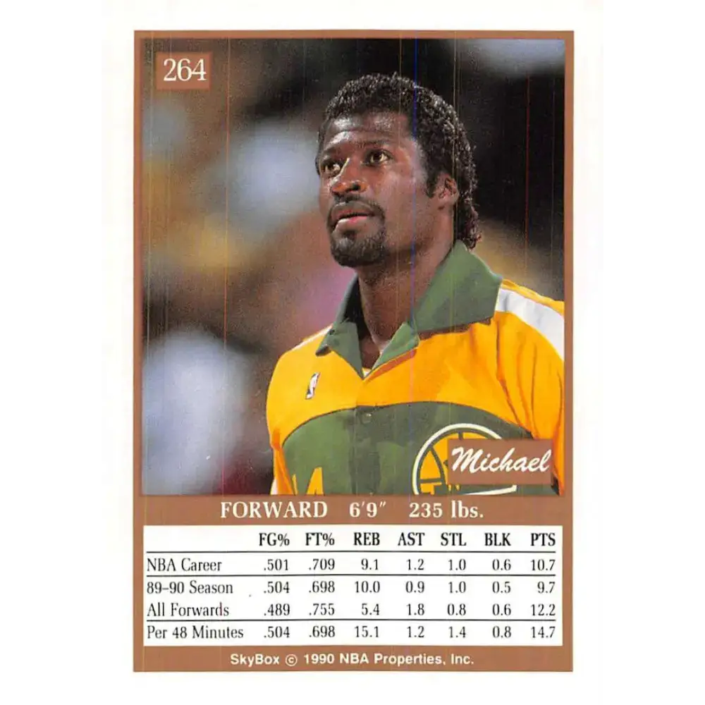 1990-91 SkyBox #264 Michael Cage EX Excellent Seattle SuperSonics Basketball Card - Basketball Card Single