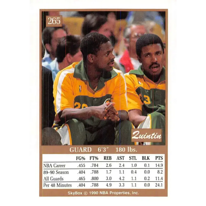 1990-91 SkyBox #265 Quintin Dailey EX Excellent Seattle SuperSonics Basketball Card - Basketball Card Single
