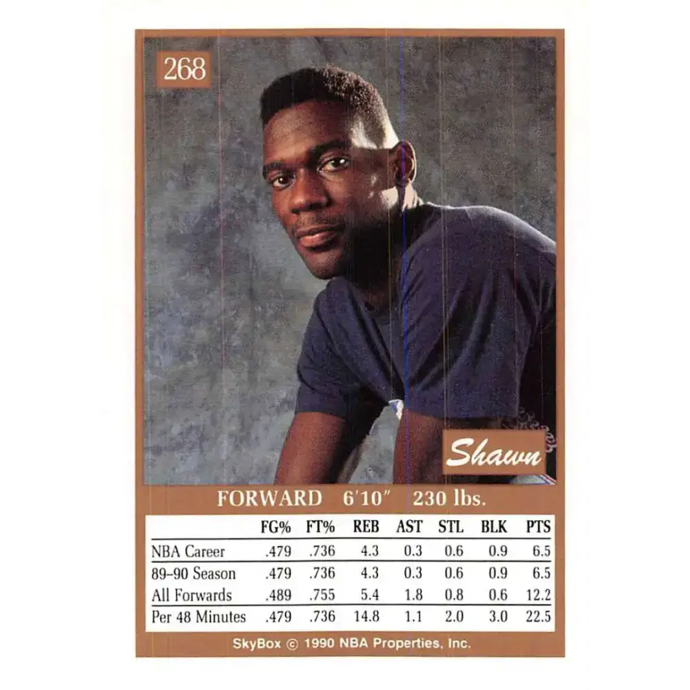 1990-91 SkyBox #268 Shawn Kemp EX Excellent RC Rookie Seattle SuperSonics Basketball Card - Basketball Card Single