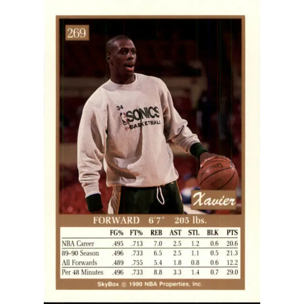 1990-91 SkyBox #269 Xavier McDaniel EX Excellent Seattle SuperSonics Basketball Card - Basketball Card Single