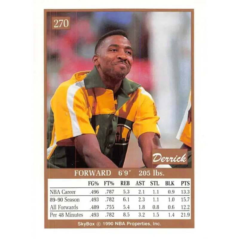 1990-91 SkyBox #270 Derrick McKey EX Excellent Seattle SuperSonics Basketball Card - Basketball Card Single