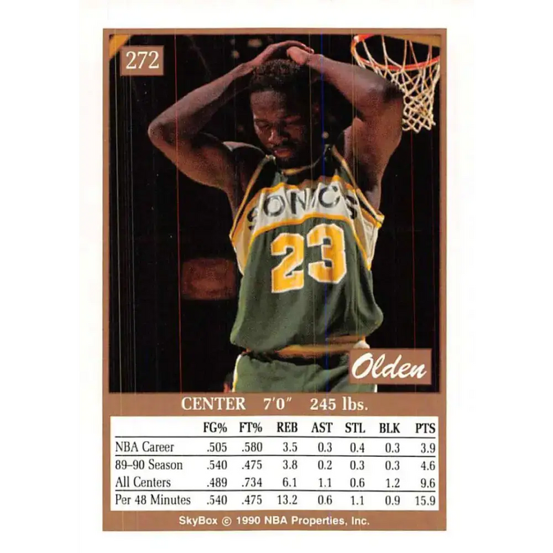 1990-91 SkyBox #272 Olden Polynice EX Excellent Seattle SuperSonics Basketball Card - Basketball Card Single
