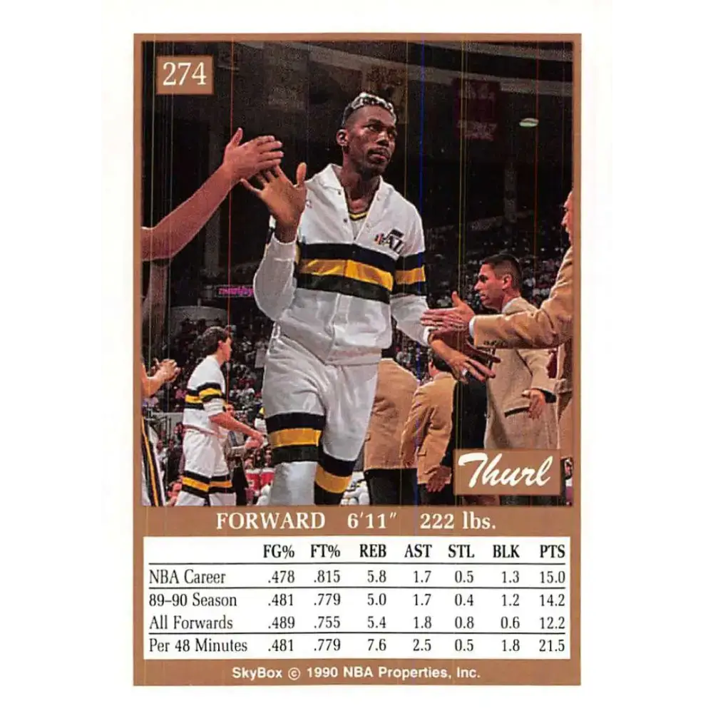 1990-91 SkyBox #274 Thurl Bailey EX Excellent Utah Jazz Basketball Card - Basketball Card Single