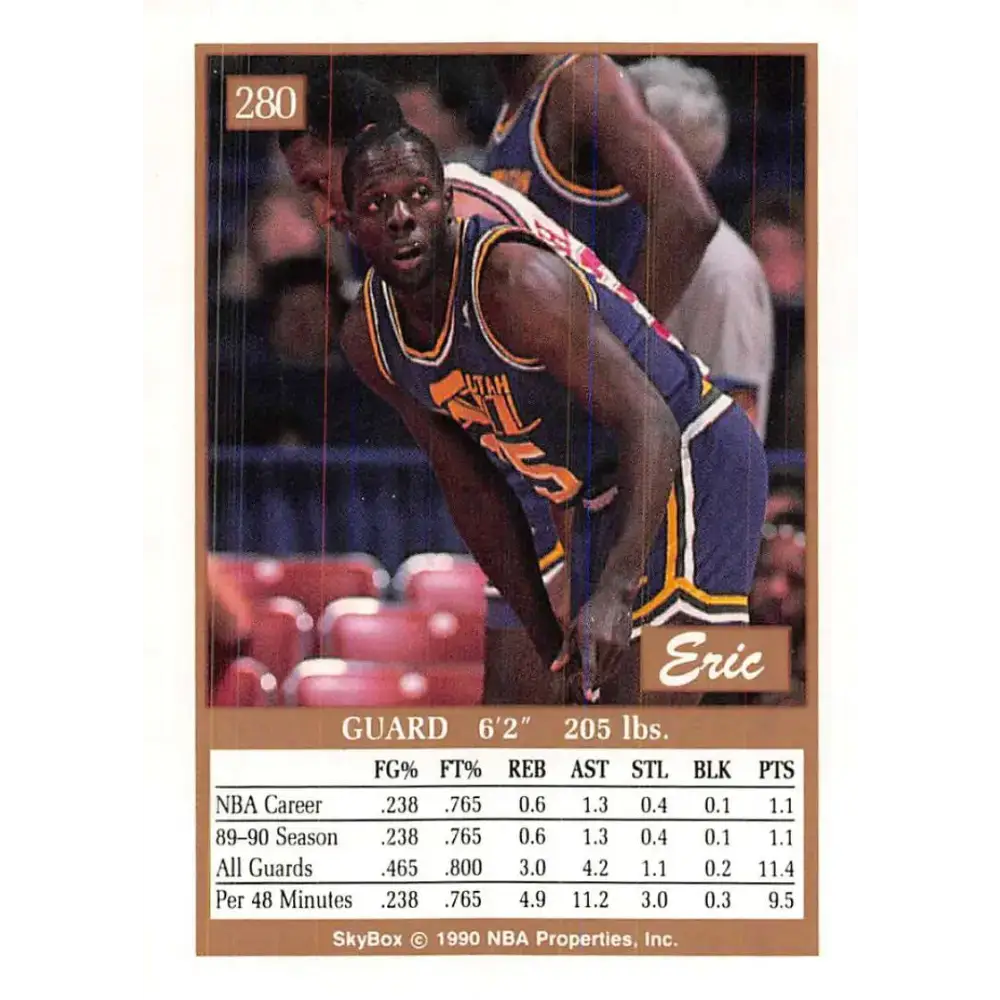 1990-91 SkyBox #280 Eric Johnson EX Excellent Utah Jazz Basketball Card - Basketball Card Single
