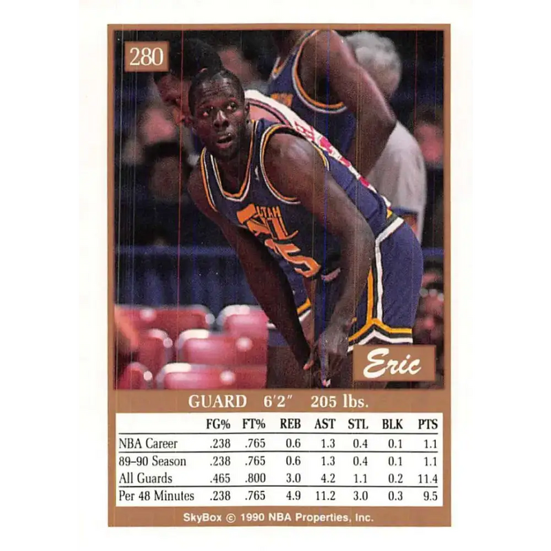 1990-91 SkyBox #280 Eric Johnson EX Excellent Utah Jazz Basketball Card - Basketball Card Single