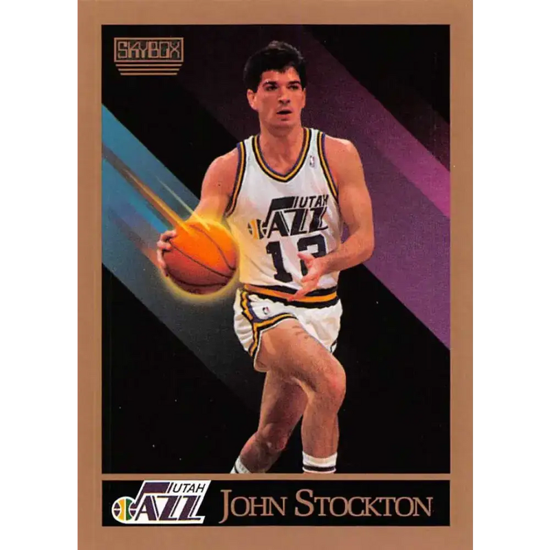 1990-91 SkyBox #284 John Stockton EX Excellent Utah Jazz Basketball Card - Basketball Card Single