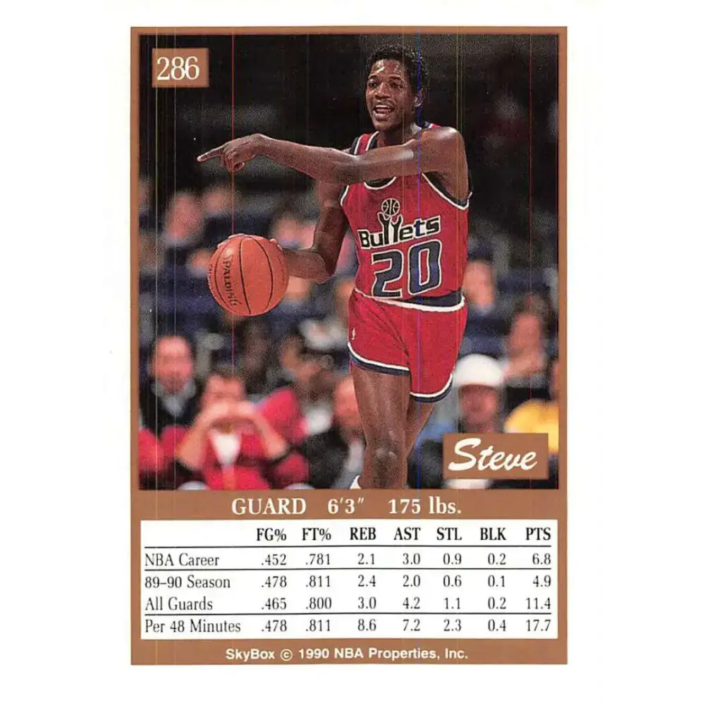 1990-91 SkyBox #286 Steve Colter EX Excellent SP Washington Bullets Basketball Card - Basketball Card Single