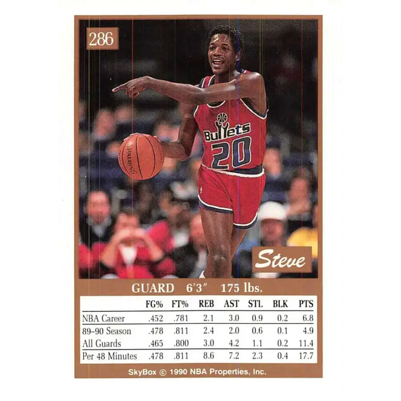 1990-91 SkyBox #286 Steve Colter EX Excellent SP Washington Bullets Basketball Card - Basketball Card Single