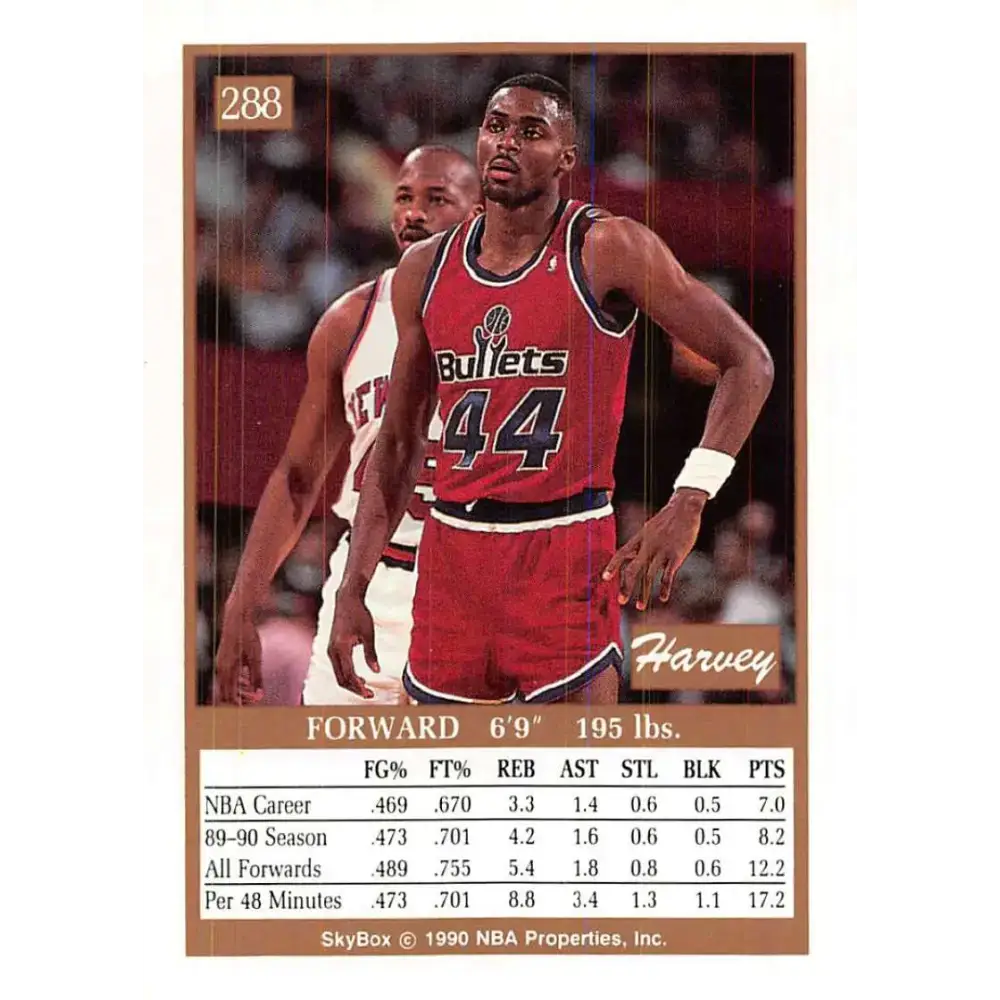 1990-91 SkyBox #288 Harvey Grant EX Excellent Washington Bullets Basketball Card - Basketball Card Single