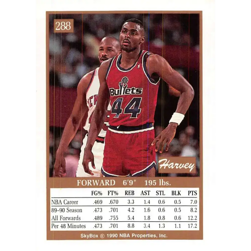 1990-91 SkyBox #288 Harvey Grant EX Excellent Washington Bullets Basketball Card - Basketball Card Single