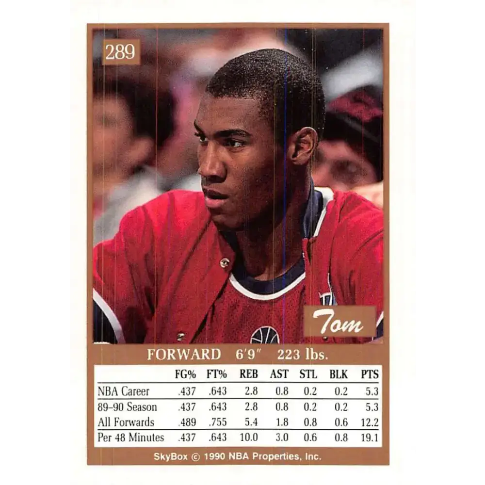 1990-91 SkyBox #289 Tom Hammonds EX Excellent RC Rookie Washington Bullets Basketball Card - Basketball Card Single