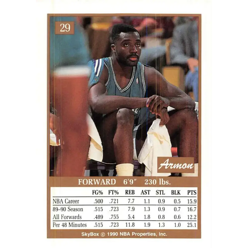 1990-91 SkyBox #29 Armon Gilliam EX Excellent Charlotte Hornets Basketball Card - Basketball Card Single