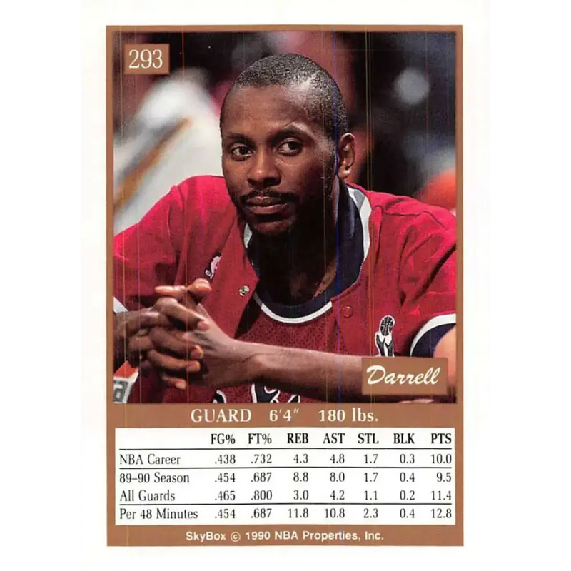 1990-91 SkyBox #293 Darrell Walker EX Excellent Washington Bullets Basketball Card - Basketball Card Single