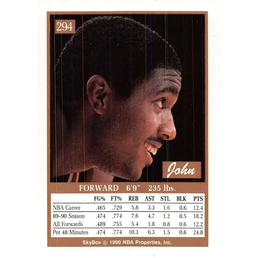 1990-91 SkyBox #294 John Williams EX Excellent Washington Bullets Basketball Card - Basketball Card Single