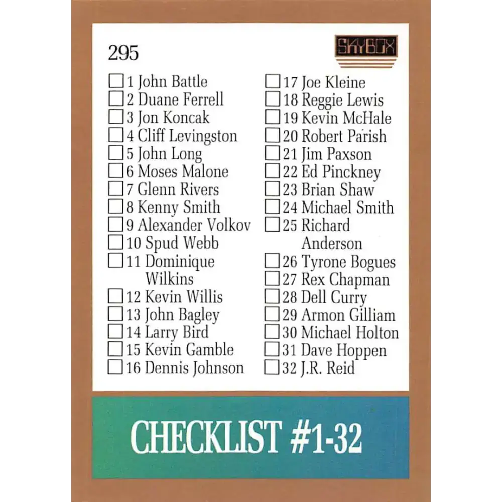 1990-91 SkyBox #295 Checklist 1 EX Excellent SP Basketball Card - Basketball Card Single