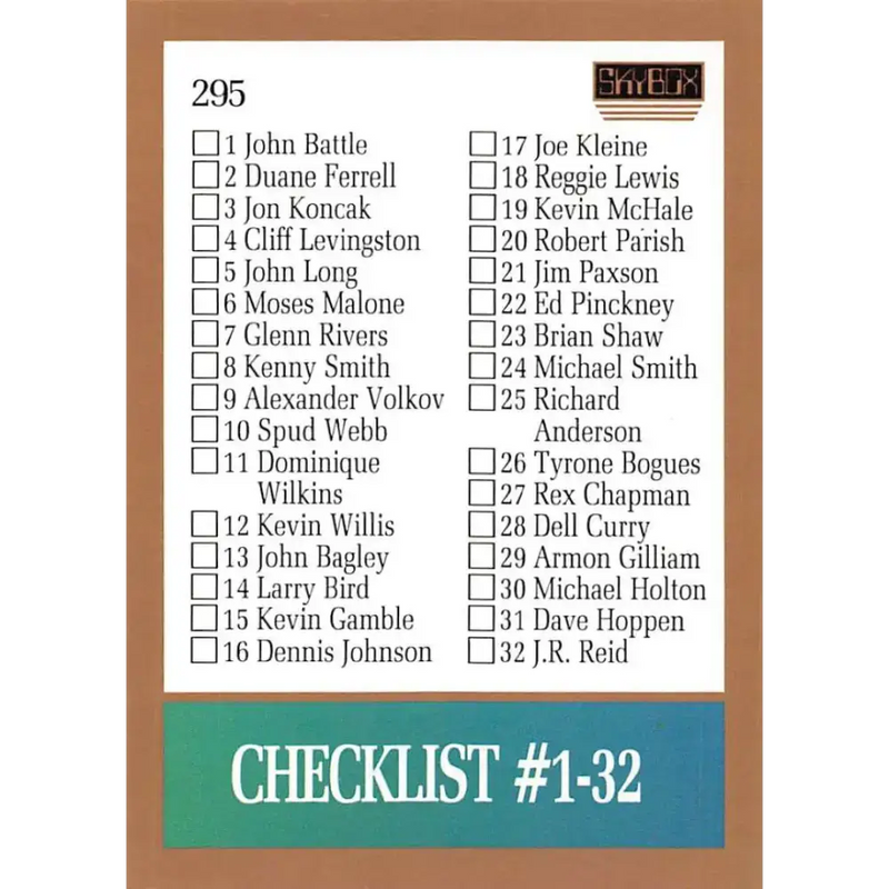 1990-91 SkyBox #295 Checklist 1 EX Excellent SP Basketball Card - Basketball Card Single