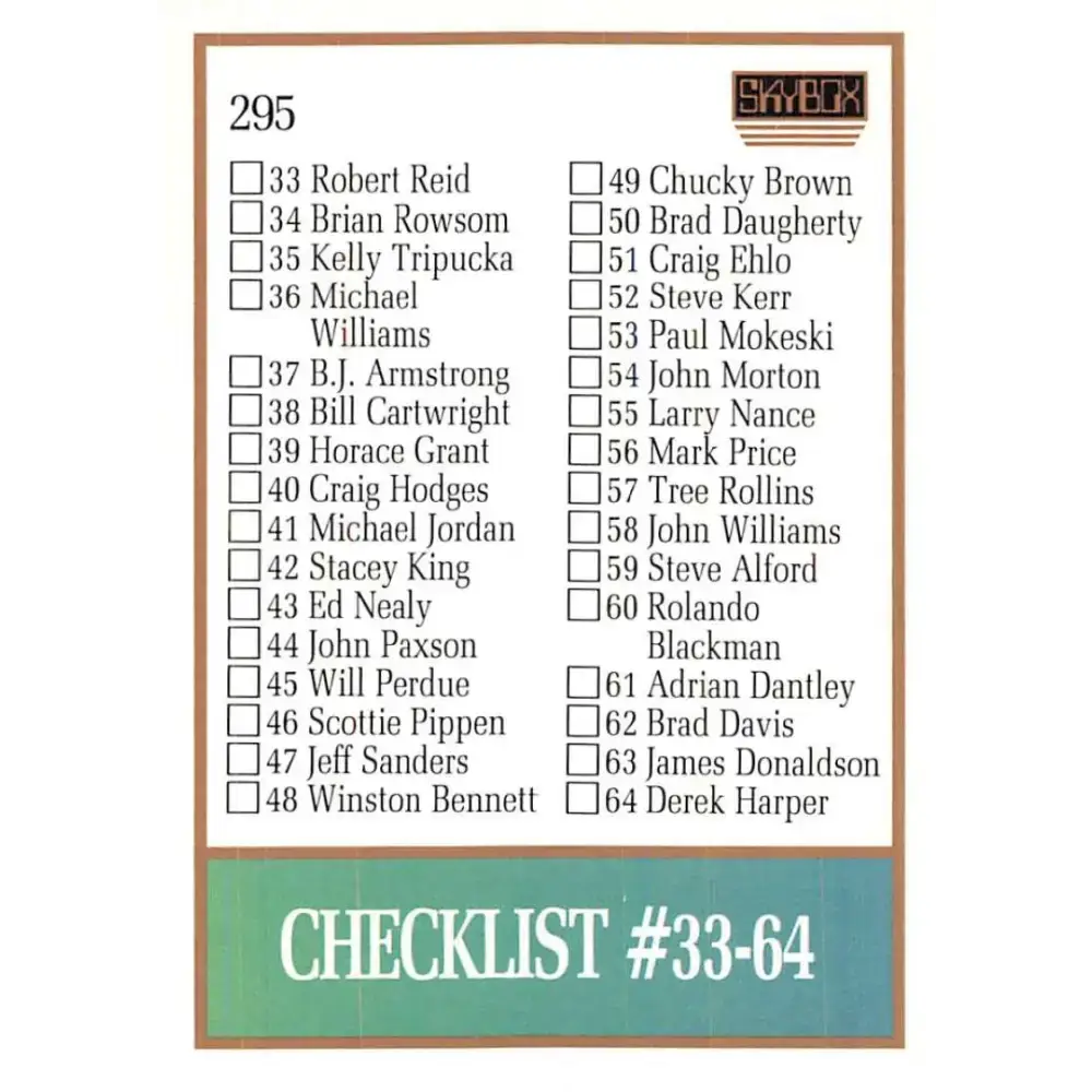 1990-91 SkyBox #295 Checklist 1 EX Excellent SP Basketball Card - Basketball Card Single
