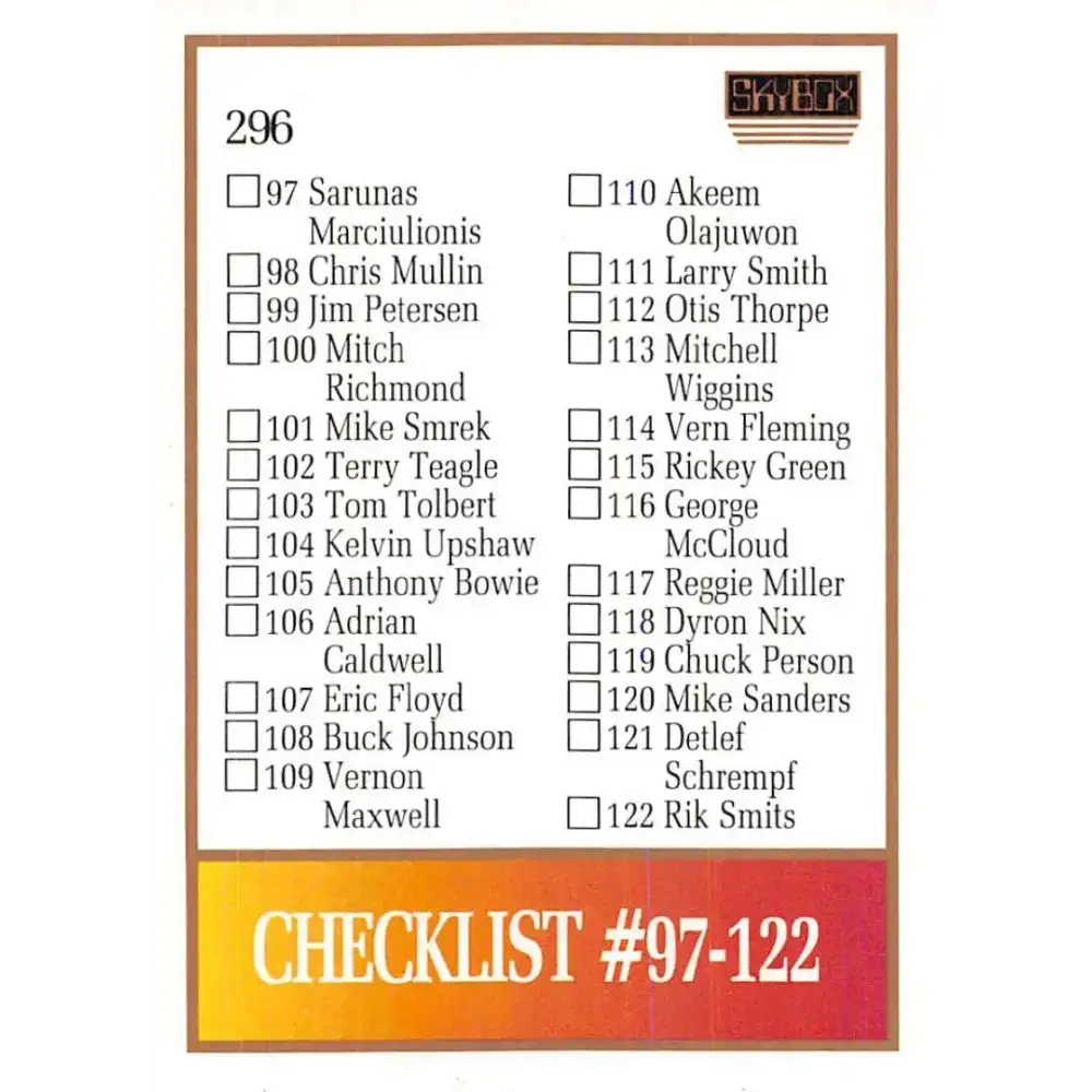 1990-91 SkyBox #296 Checklist 2 EX Excellent SP Basketball Card - Basketball Card Single