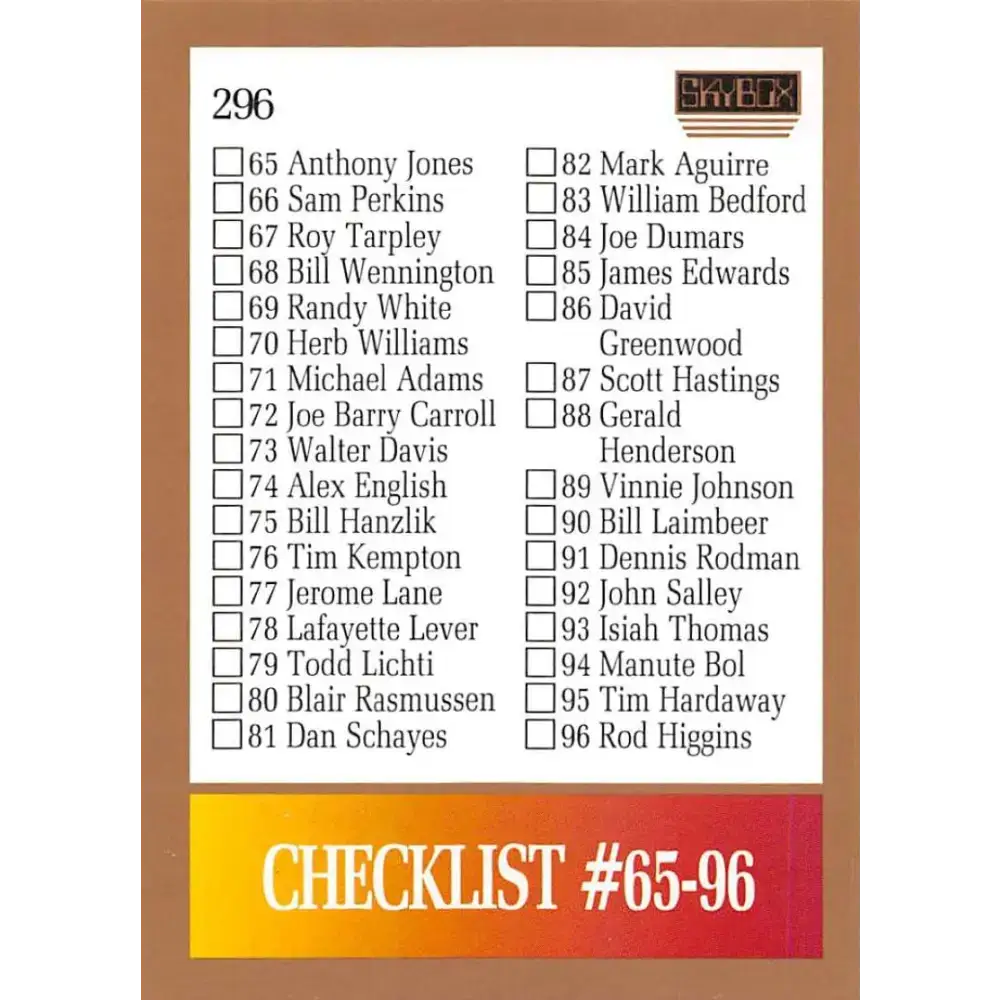 1990-91 SkyBox #296 Checklist 2 EX Excellent SP Basketball Card - Basketball Card Single