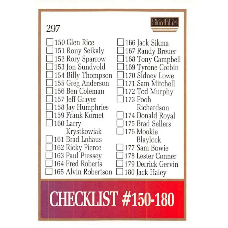 1990-91 SkyBox #297 Checklist 3 EX Excellent SP Basketball Card - Basketball Card Single