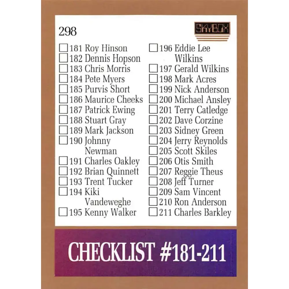1990-91 SkyBox #298 Checklist 4 EX Excellent SP Basketball Card - Basketball Card Single