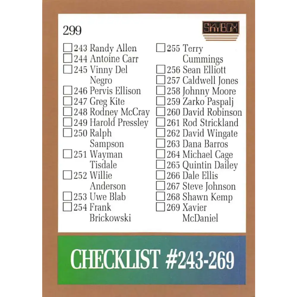 1990-91 SkyBox #299 Checklist 5 EX Excellent SP Basketball Card - Basketball Card Single