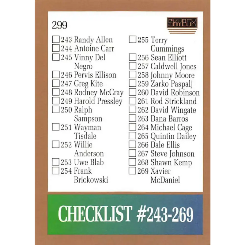 1990-91 SkyBox #299 Checklist 5 EX Excellent SP Basketball Card - Basketball Card Single
