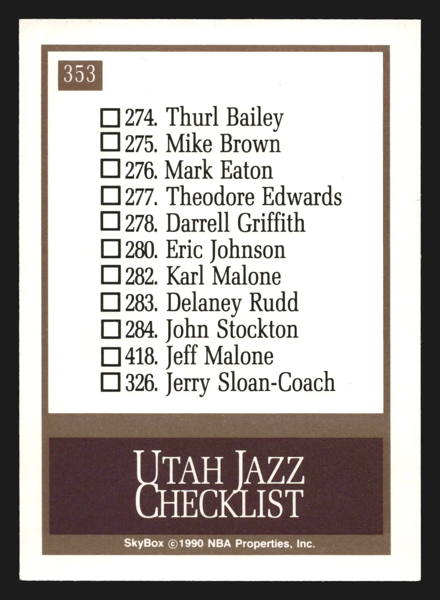 1990-91 SkyBox #353 Utah Jazz Team Logo Card