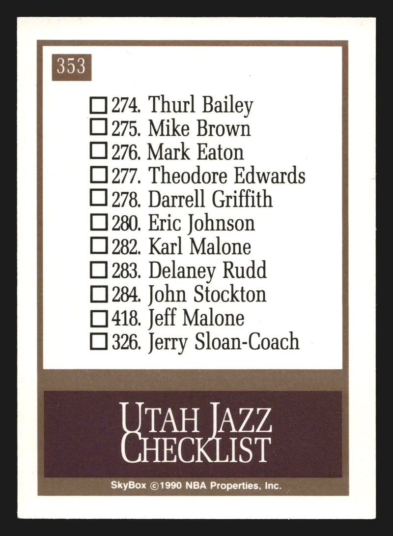 1990-91 SkyBox #353 Utah Jazz Team Logo Card