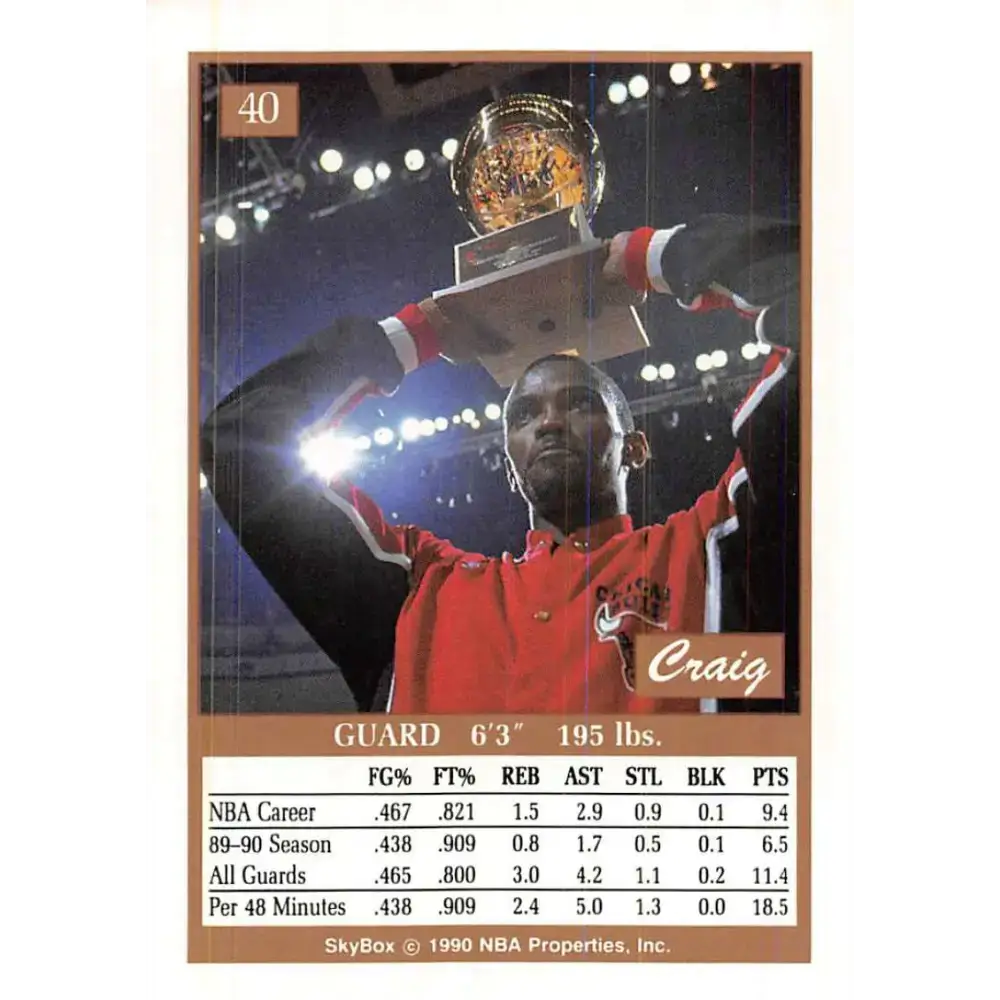 1990-91 SkyBox #40 Craig Hodges EX Excellent Chicago Bulls Basketball Card - Basketball Card Single