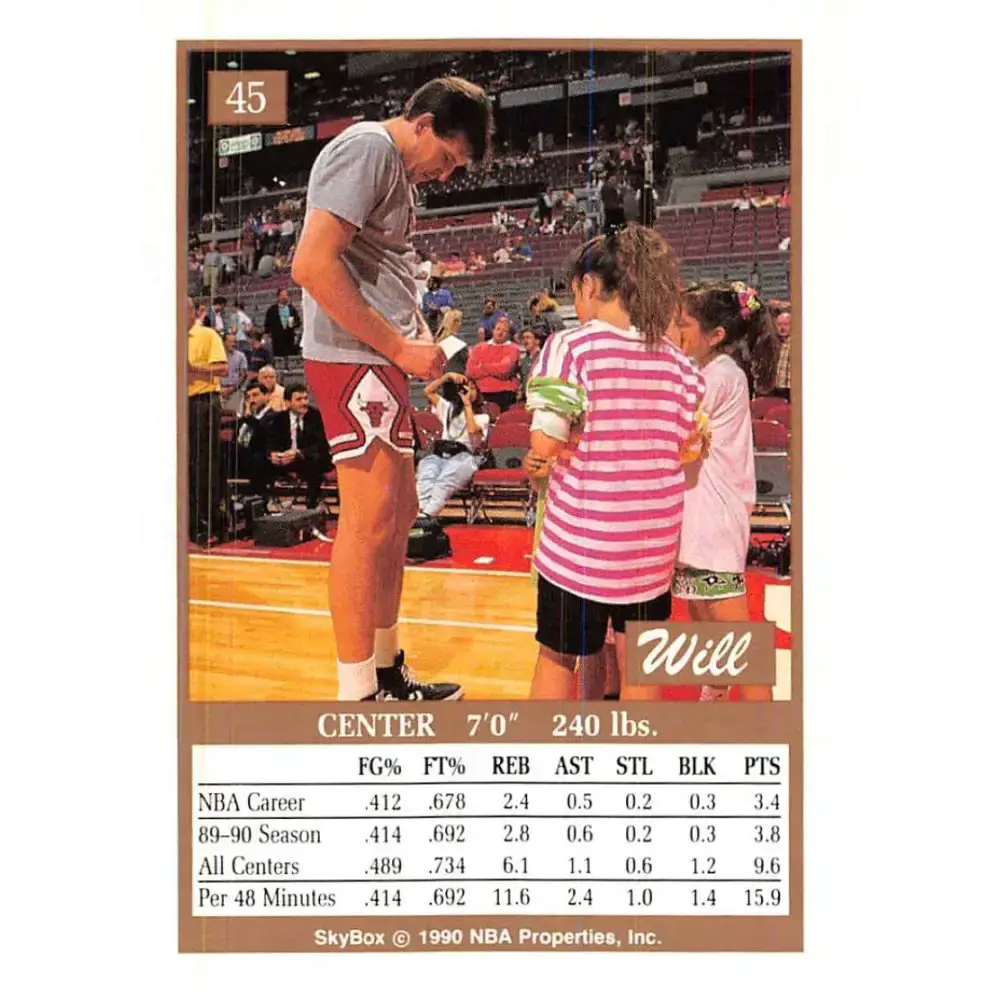 1990-91 SkyBox #45 Will Perdue EX Excellent Chicago Bulls Basketball Card - Basketball Card Single