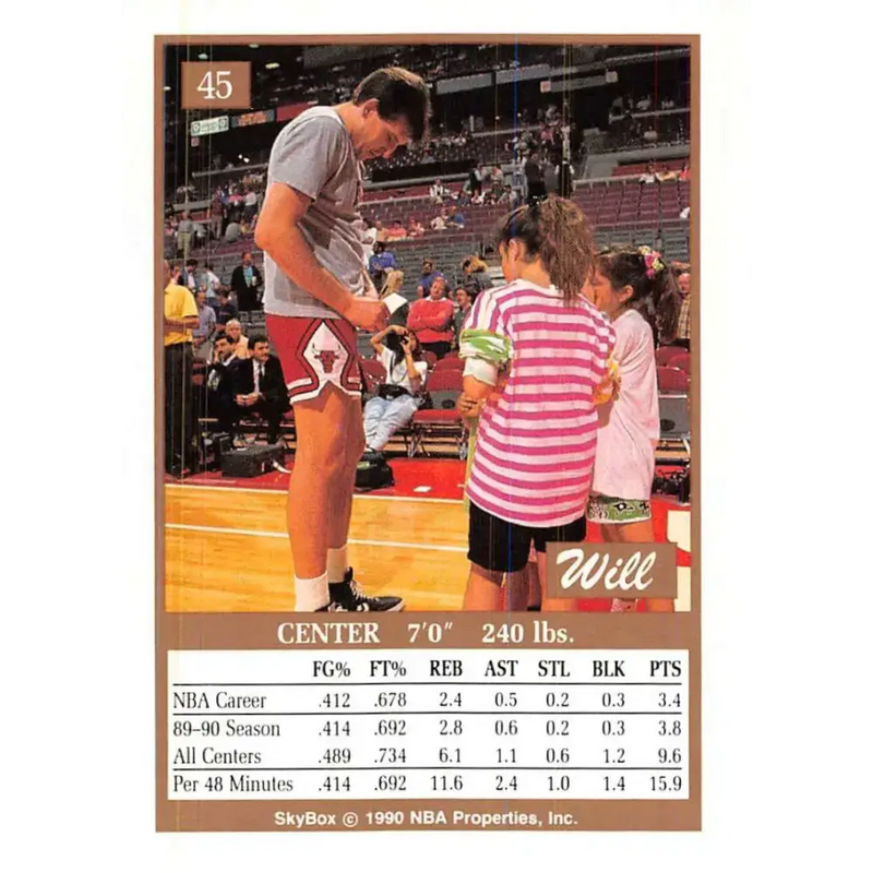 1990-91 SkyBox #45 Will Perdue EX Excellent Chicago Bulls Basketball Card - Basketball Card Single