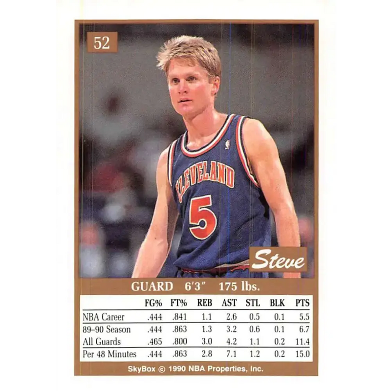 1990-91 SkyBox #52 Steve Kerr EX Excellent Cleveland Cavaliers Basketball Card - Basketball Card Single