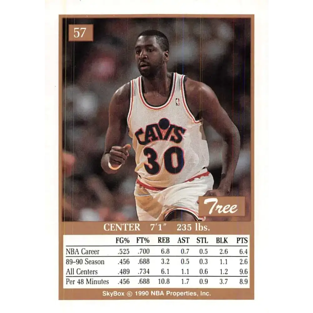 1990-91 SkyBox #57 Tree Rollins EX Excellent SP Cleveland Cavaliers Basketball Card - Basketball Card Single