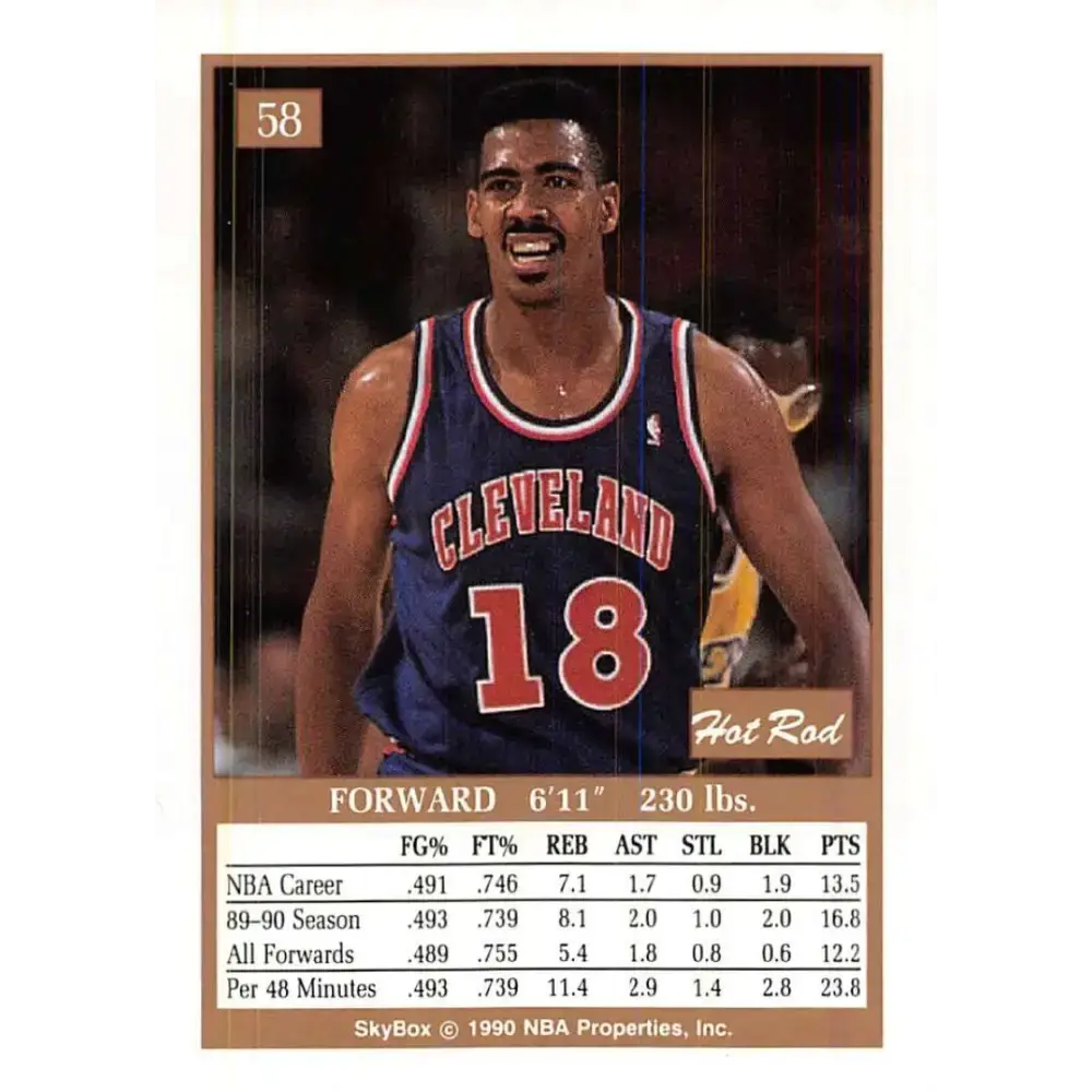 1990-91 SkyBox #58 Hot Rod Williams EX Excellent Cleveland Cavaliers Basketball Card - Basketball Card Single