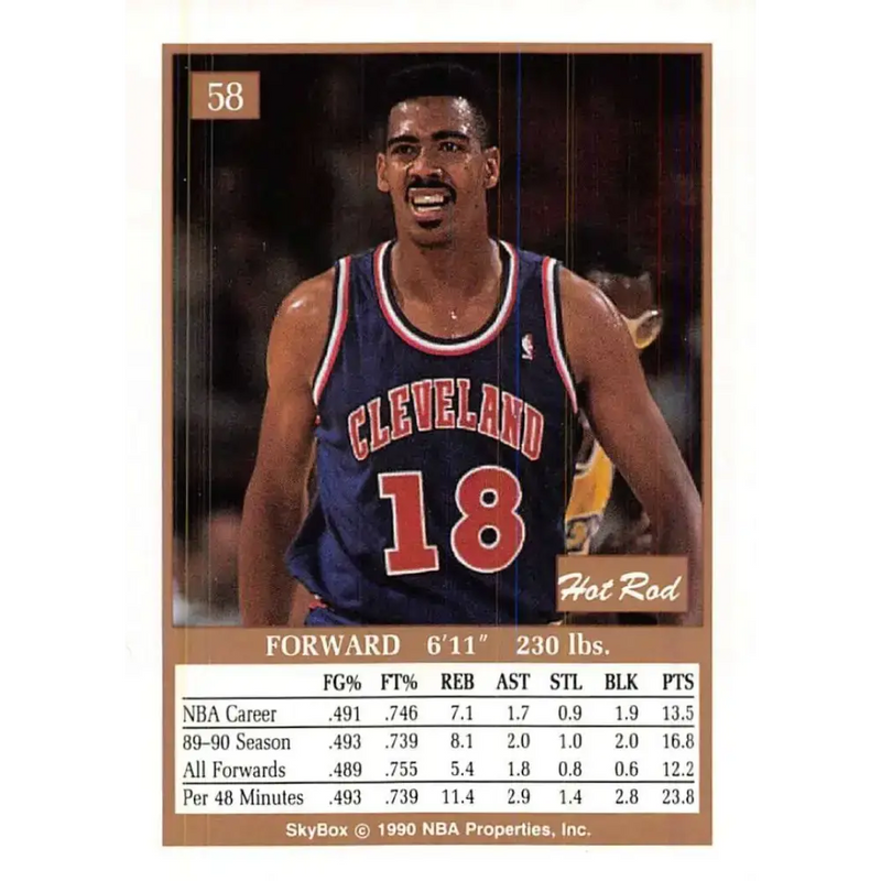 1990-91 SkyBox #58 Hot Rod Williams EX Excellent Cleveland Cavaliers Basketball Card - Basketball Card Single