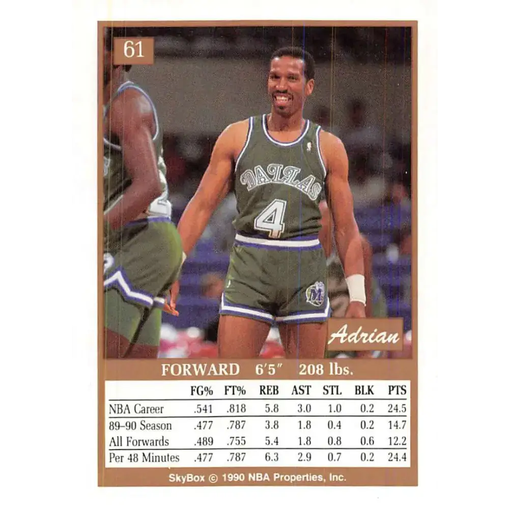 1990-91 SkyBox #61 Adrian Dantley EX Excellent SP Dallas Mavericks Basketball Card - Basketball Card Single