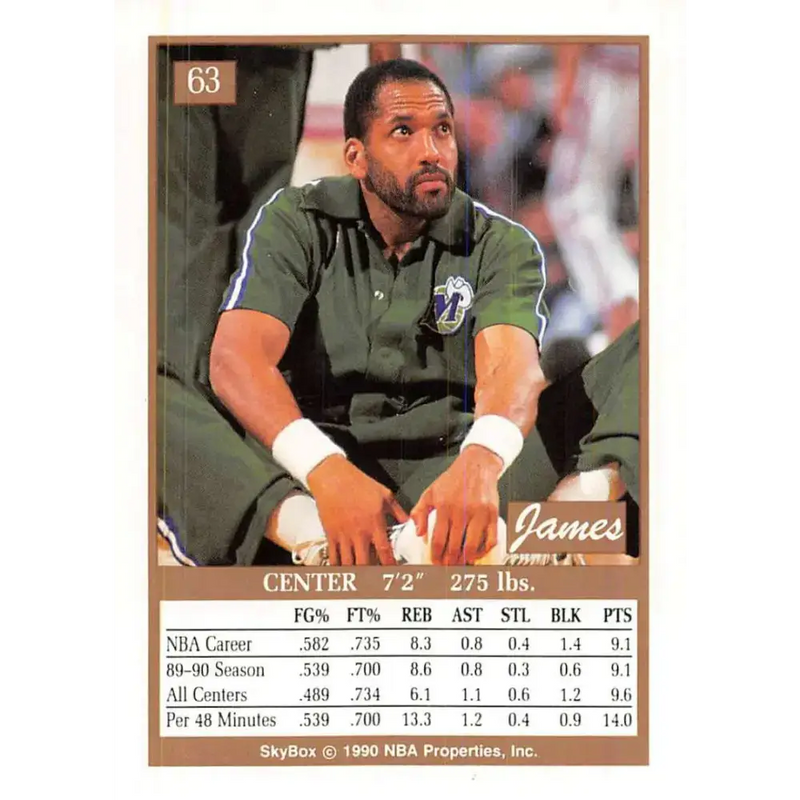 1990-91 SkyBox #63 James Donaldson EX Excellent Dallas Mavericks Basketball Card - Basketball Card Single