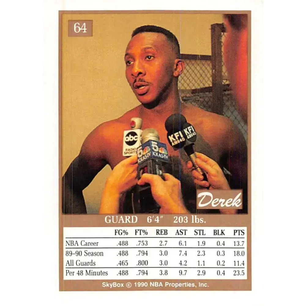 1990-91 SkyBox #64 Derek Harper EX Excellent Dallas Mavericks Basketball Card - Basketball Card Single