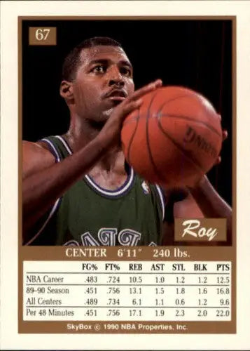 Original gloss Roy Tarpley basketball card from 1990-91 SkyBox NM-MT Mavericks