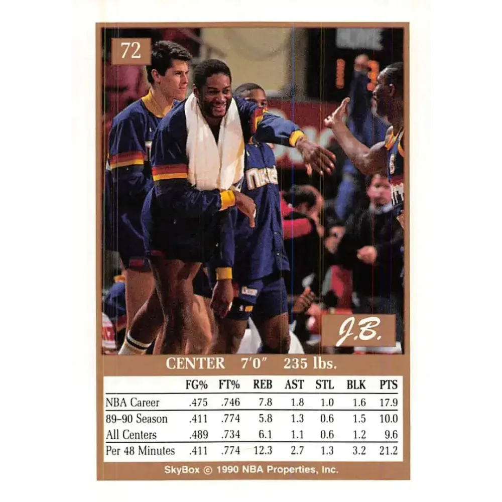 1990-91 SkyBox #72 Joe Barry Carroll EX Excellent SP Denver Nuggets Basketball Card - Basketball Card Single