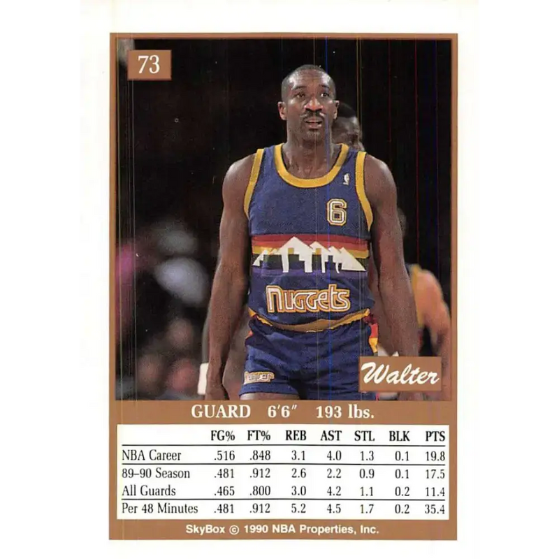 1990-91 SkyBox #73 Walter Davis EX Excellent Denver Nuggets Basketball Card - Basketball Card Single