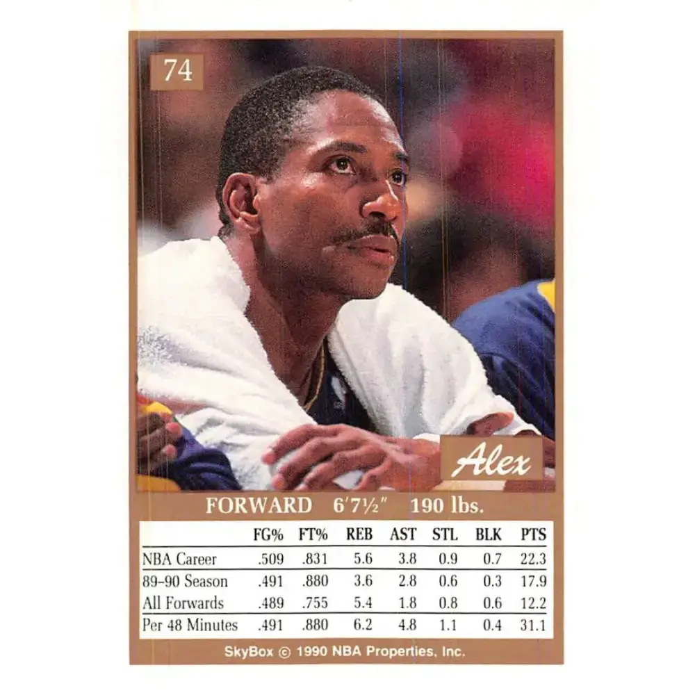 1990-91 SkyBox #74 Alex English EX Excellent SP Denver Nuggets Basketball Card - Basketball Card Single