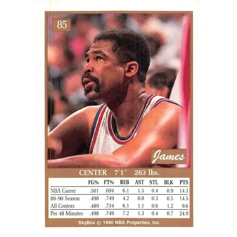 1990-91 SkyBox #85 James Edwards EX Excellent Detroit Pistons Basketball Card - Basketball Card Single