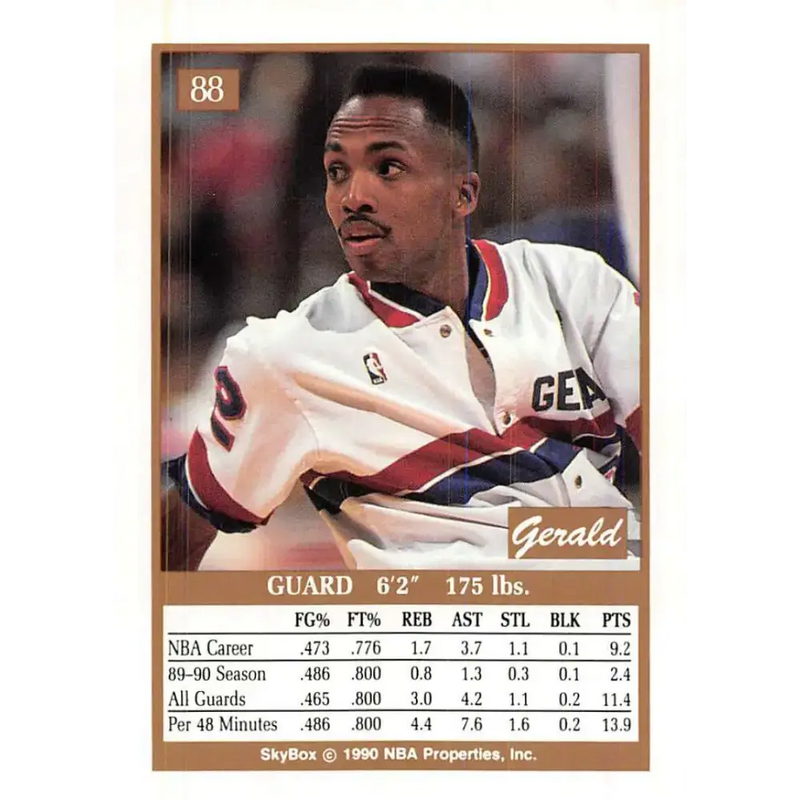 1990-91 SkyBox #88 Gerald Henderson EX Excellent SP Detroit Pistons Basketball Card