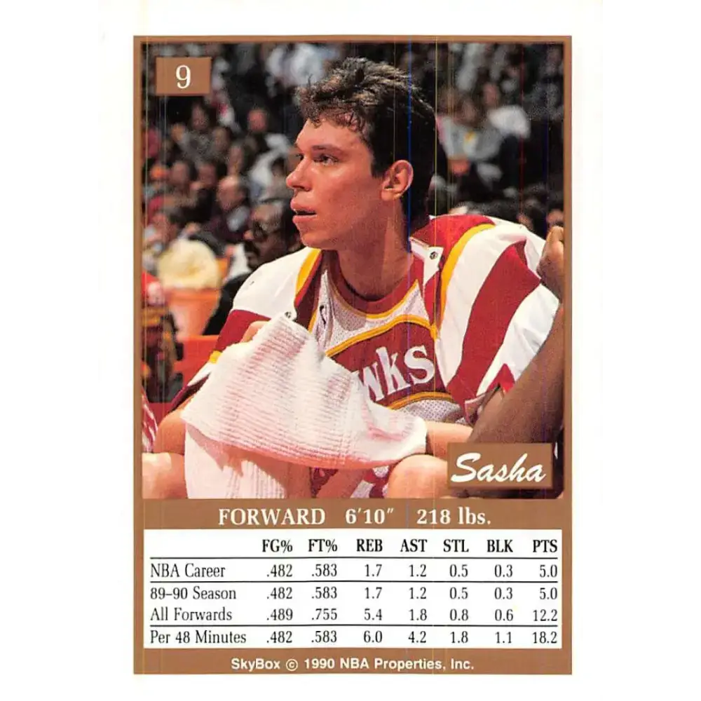 1990-91 SkyBox #9 Alexander Volkov EX Excellent Atlanta Hawks Basketball Card - Basketball Card Single