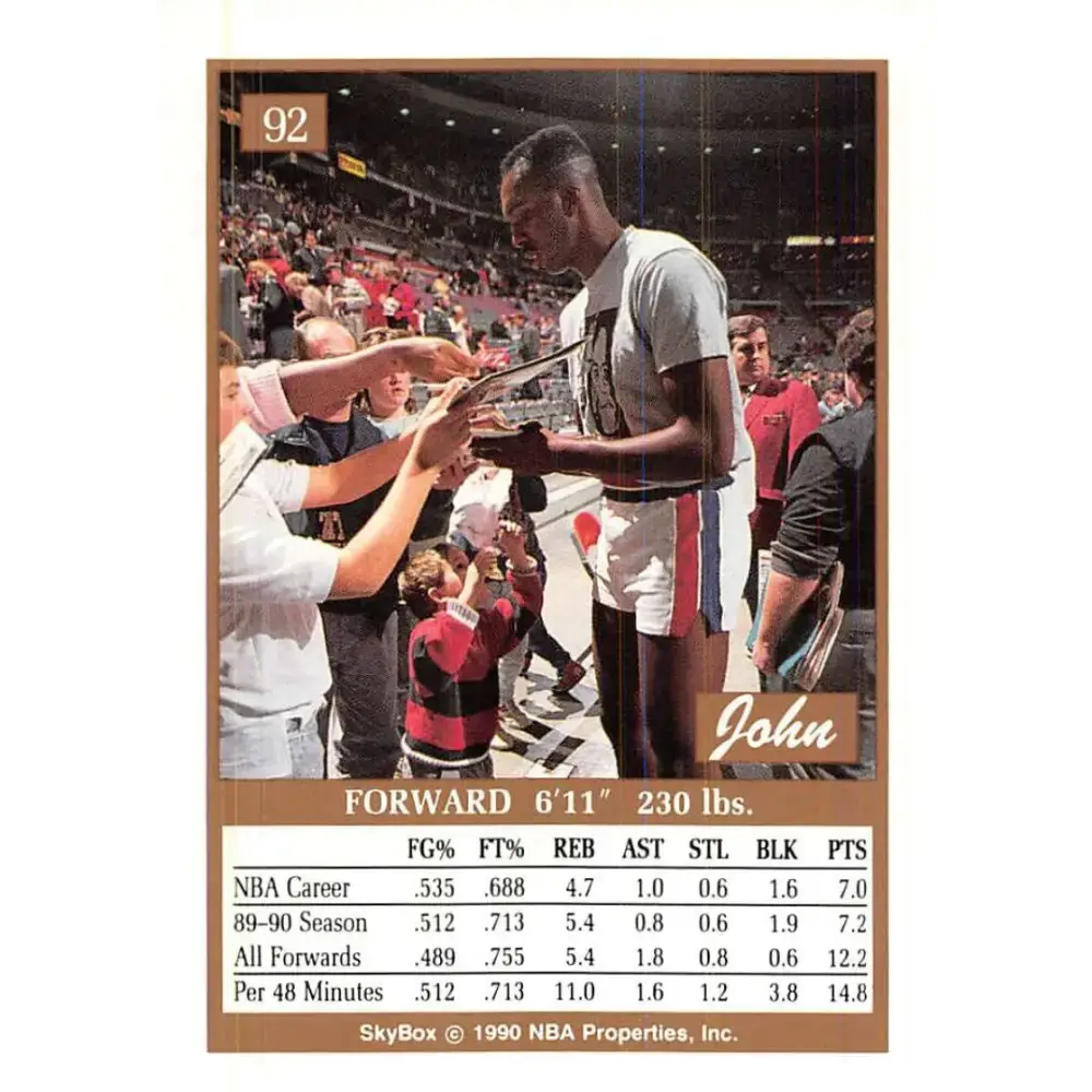 1990-91 SkyBox #92 John Salley EX Excellent Detroit Pistons Basketball Card - Basketball Card Single