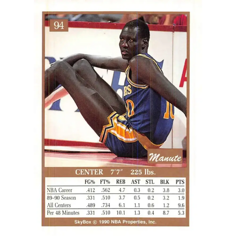 1990-91 SkyBox #94 Manute Bol EX Excellent SP Golden State Warriors Basketball Card - Basketball Card Single