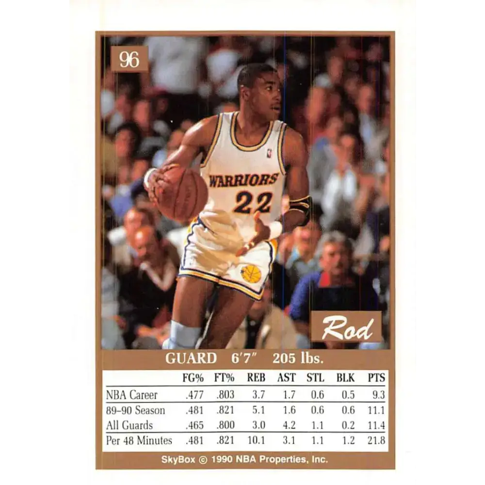 1990-91 SkyBox #96 Rod Higgins EX Excellent Golden State Warriors Basketball Card - Basketball Card Single